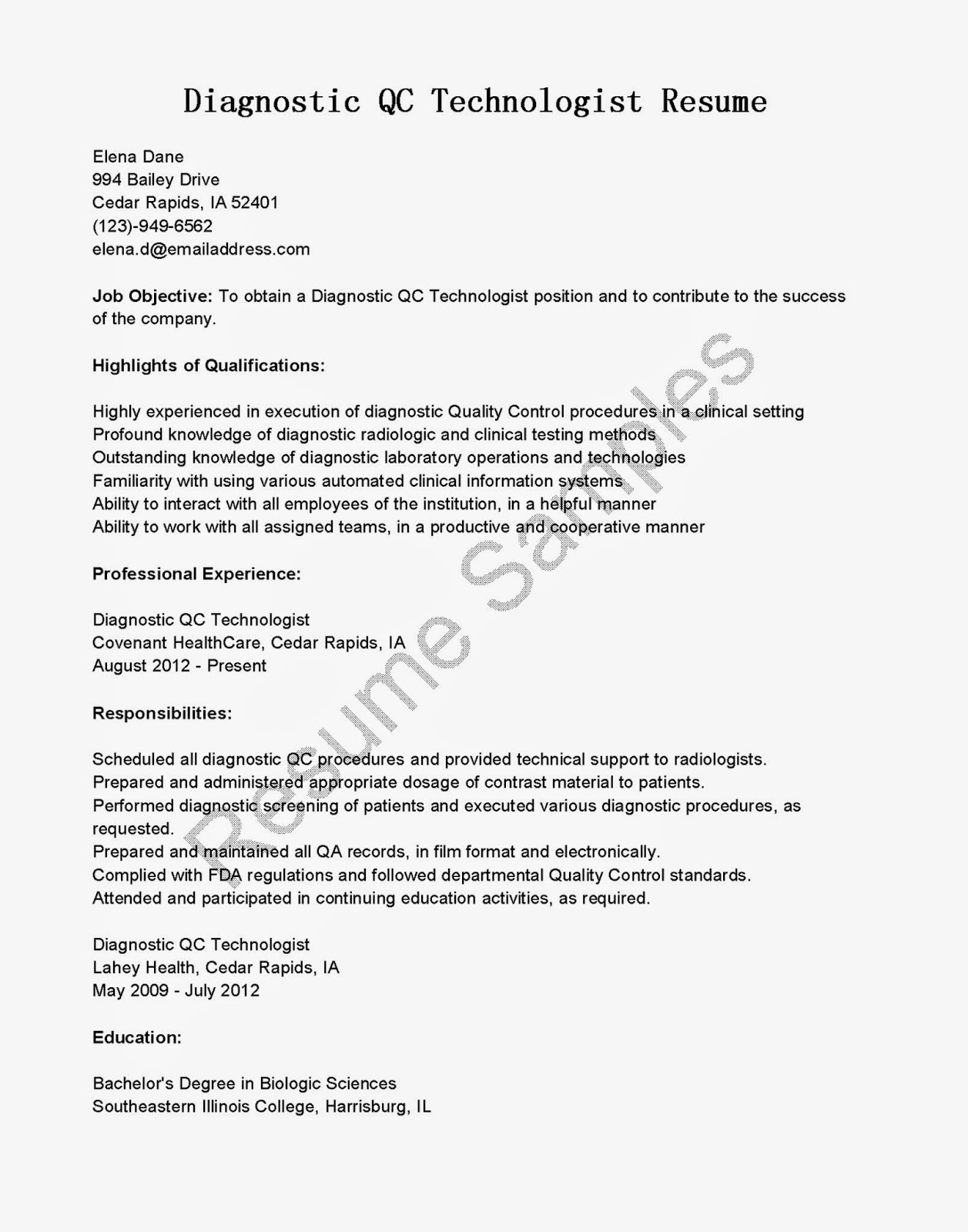Dental laboratory technician resume